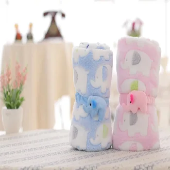 

New Multi-function Coral Fleece Elephant Printing Blankets High Quality Air Conditioning Blanket Baby Blanket Cape Rolls Carpet