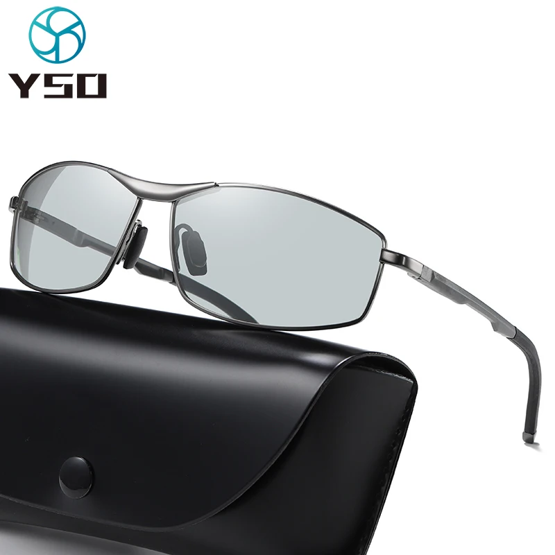 

YSO Fashion Photochromic Sunglasses For Men Women Polarized UV Protection Glasses For Car Driving Metal Frame Goggles 580