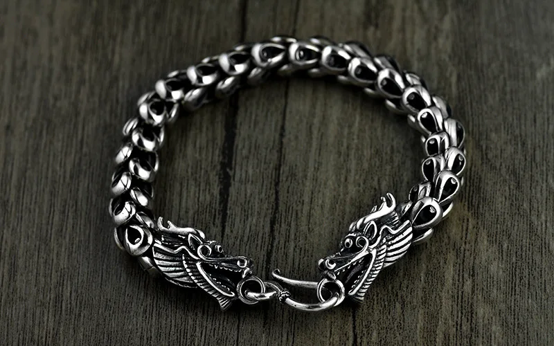 New S925 pure silver fashion jewelry, personalized Thai silver dragon scale bracelet for men handmade men mighty dragon bracelet