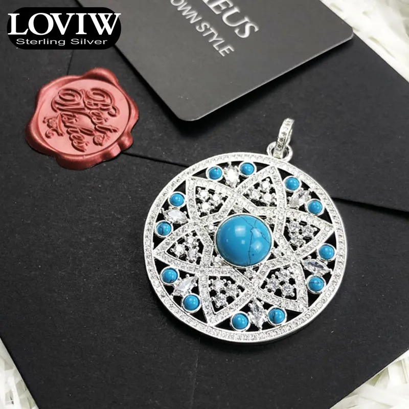 Подвеска с голубым орнаментом, абсолютно новые модные украшения Thomas SABOR 925 пробы серебряные аксессуары подарок для женщин