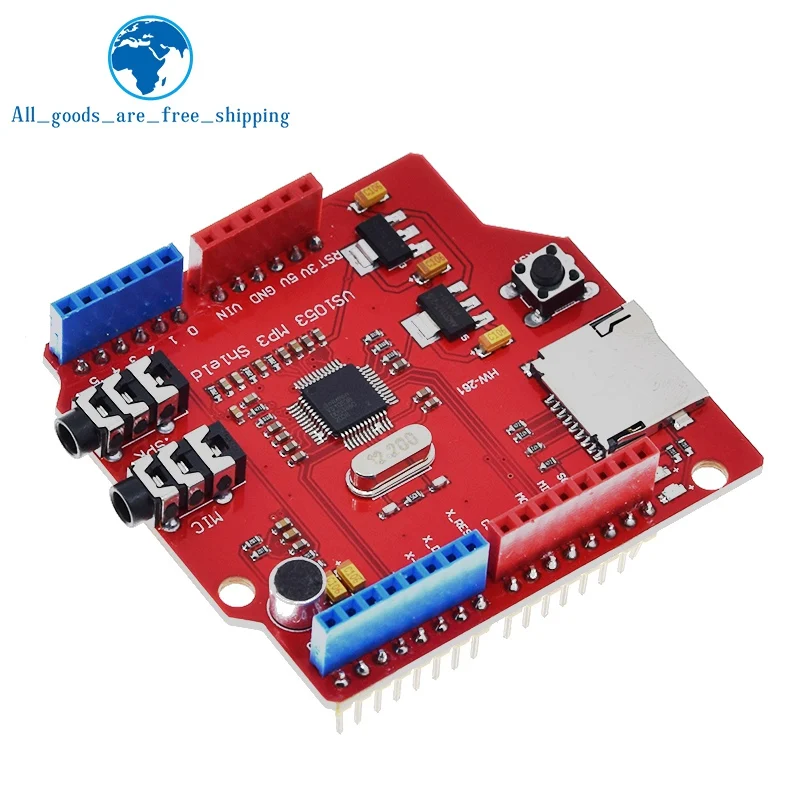 TZT VS1053 VS1053B Stereo Audio MP3 Player Schild Rekord Dekodieren Entwicklung Board Modul Mit TF Karte Slot Für Arduino UNO R3 – Detail 9