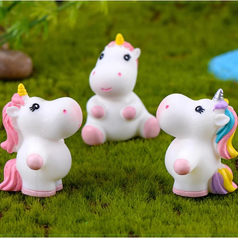1Pcs Cute Unicorn Small Resin Ornaments Figurine Crafts DIY  Succulent Bonsai Plant Pots Fairy Garden Micro Landscape Home Craft