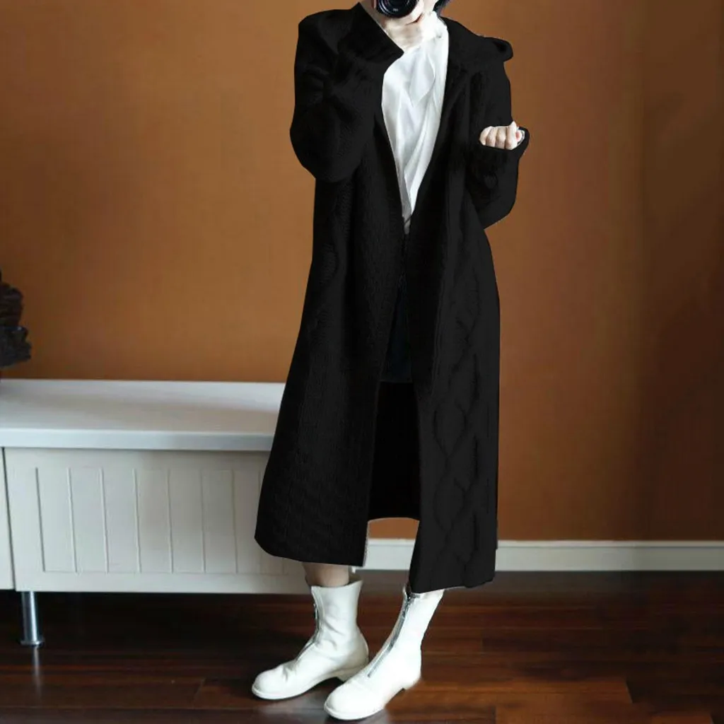 Autumn Winter Women's Knitted Sweater Cardigan Cloak Coat Winter Warm Hooded Cape Outerwear pull femme nouveaute sweter