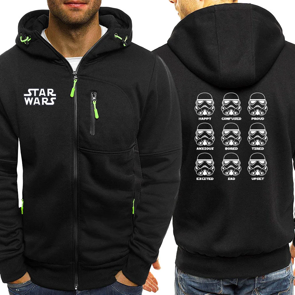 2019 Autumn New Stormtrooper Emotions Funny Star Wars Hooded Men Sweatshirts Casual Long Sleece Jac