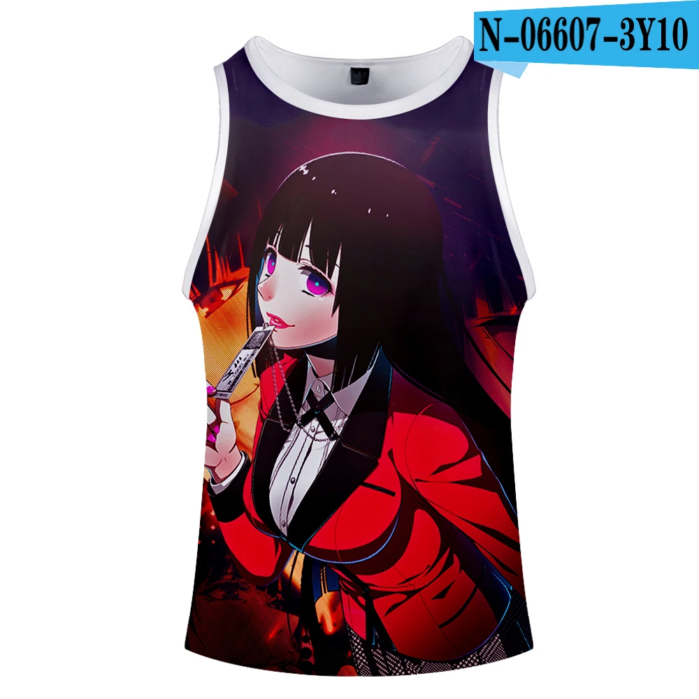 Kakegurui-компульсивный игрок 3D o-образным вырезом майка летняя без рукавов широкие плечи Мужская женская повседневная одежда для пары - Цвет: Черный