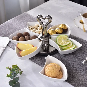 

European-style dried fruit tray ceramic household rotary English afternoon tea set multi-function dessert fruit tray WY5