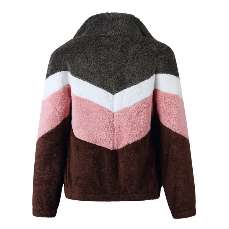Женский осенне-зимний Повседневный цветной подходящий жакет на молнии с высоким воротником, куртка с длинными рукавами, теплая короткая стильная Свободная верхняя одежда, пальто