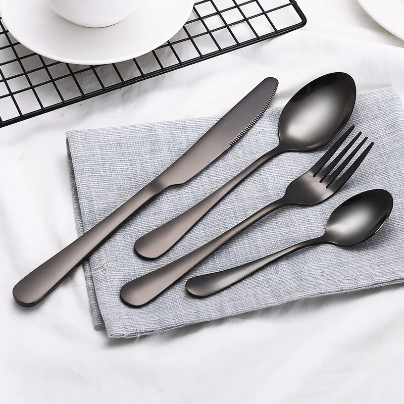 

4pcs Rainbow Dinnerware Set Gold Stainless Steel Cutlery Tableware Set Knife Fork Spoon Western Vaisselle Utensils Dinner Set