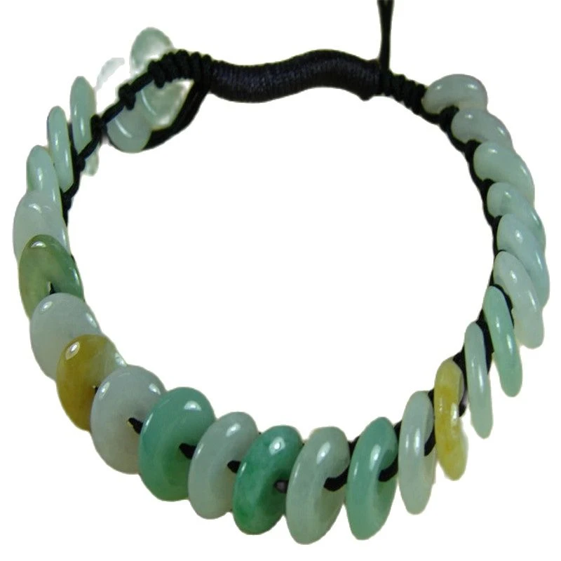 3 Colors Grade A Jade Coin Bracelet Bangle Chinese Jadeite Handmade 50-60 mm