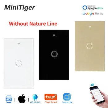 

Minitiger 1 Gang Glass Panel US Standard Tuya Smart Life APP Touch Automation Wall Switch Wall Switch Single Fire Line