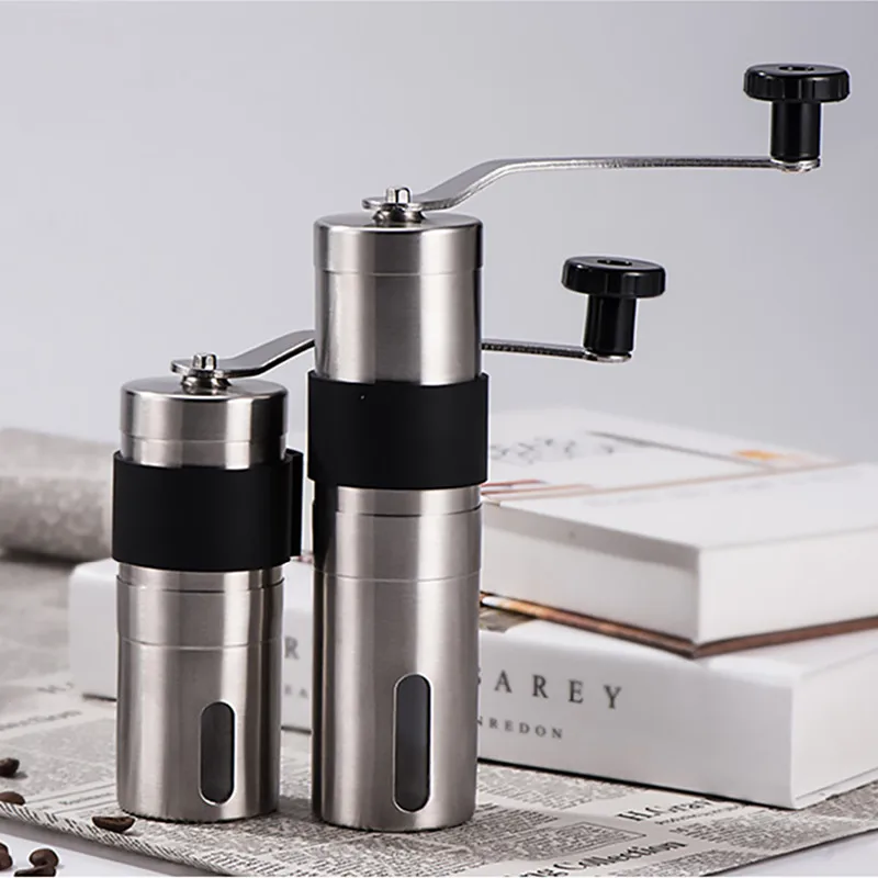 

Manual Ceramic Coffee Grinder Stainless Steel Adjustable Coffee Bean Mill With Rubber Loop Ring Easy Clean Kitchen Tools