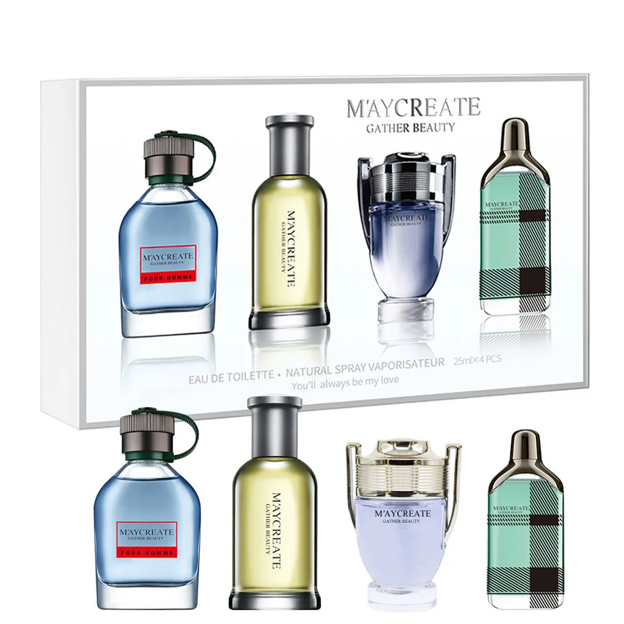 JEAN MISS 1Set 4Pcs Perfume For Men Long Lasting Parfum Atomizer Bottle Glass Spray Men Perfume Fragrance Liquid Antiperspirant