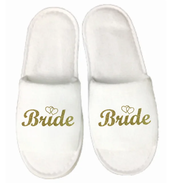 gold slippers Индивидуальный комплект из 3 предметов; блестящий золотой атласный короткий халат для невесты; тапочки; пеньюар для невесты с поясом; женские вечерние кимоно; коллекция года - Цвет: gold slippers