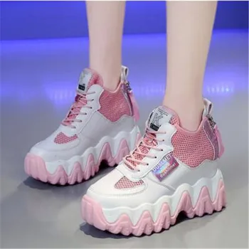 

2020 New Platform Women Sneakers Autumn Stylish Thick Sole Casual Shoes 9 CM Breathable Mesh Walking Shoes Woman Zapatos Mujer