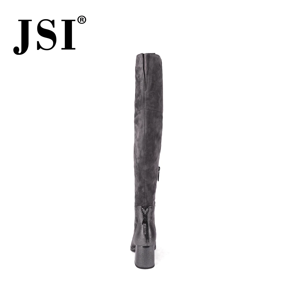 JSI/женские сапоги; женские сапоги до колена на молнии с круглым носком на высоком квадратном каблуке; однотонные женские сапоги ручной работы из натуральной кожи; jc218