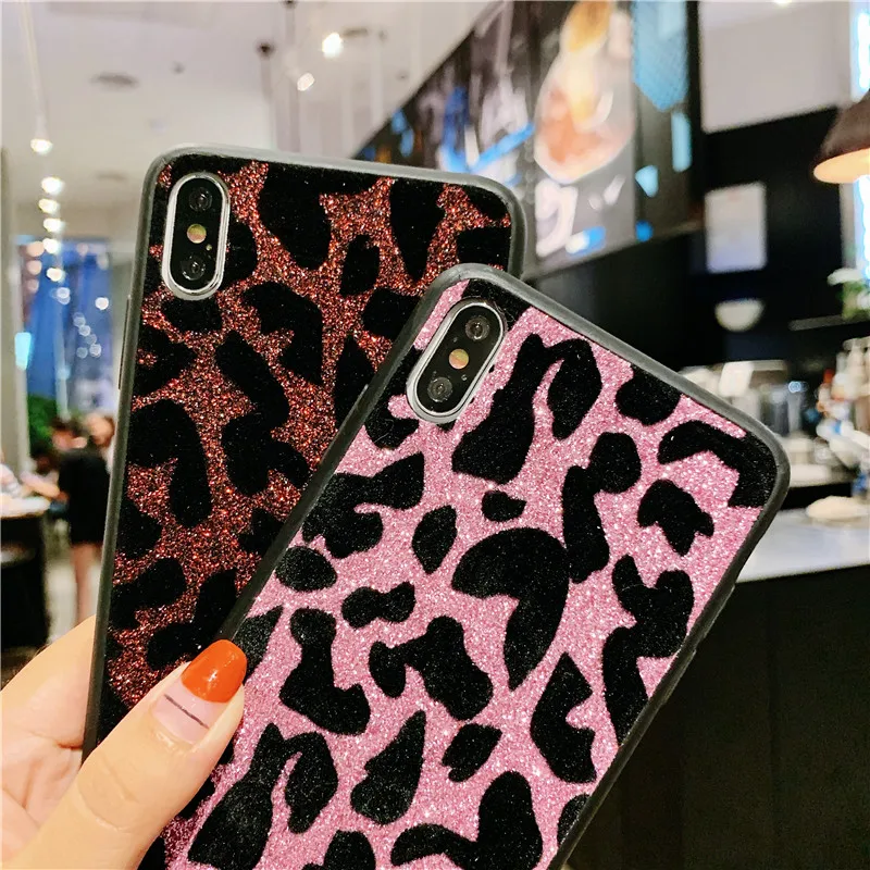 Роскошный плюшевый Блестящий леопардовый чехол для iphone 12 11 pro max iphone11 6 6s 7 8 X XR XS MAX