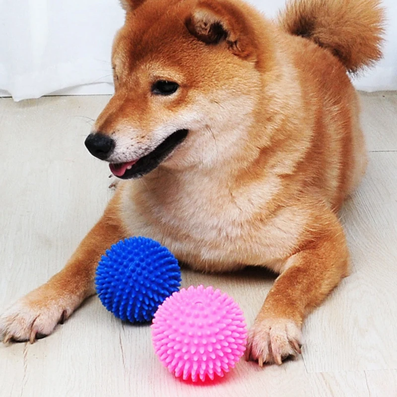 Kimpets 2 шт для домашних собак жевательный мяч жевательная игрушка мягкая чистка зубов эластичность высокий отскок-розовый и синий