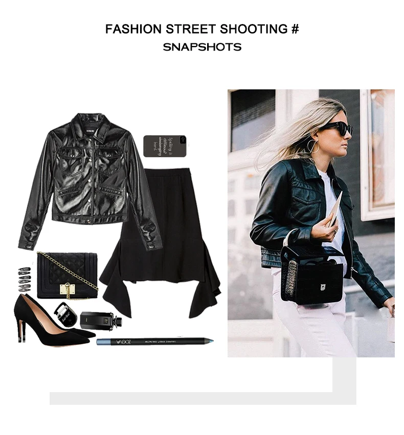 LORDLDS Black Women Leather Jacket Coat Oblique PU Faux Leather Female Short Slim Turn-down Collar Jackets Ladies coats New