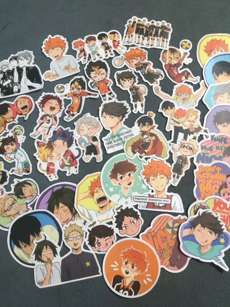 Рандомный 50 шт./компл. японское аниме реквизит мультфильмов Haikyuu! Наклейка Hinata Shoyo