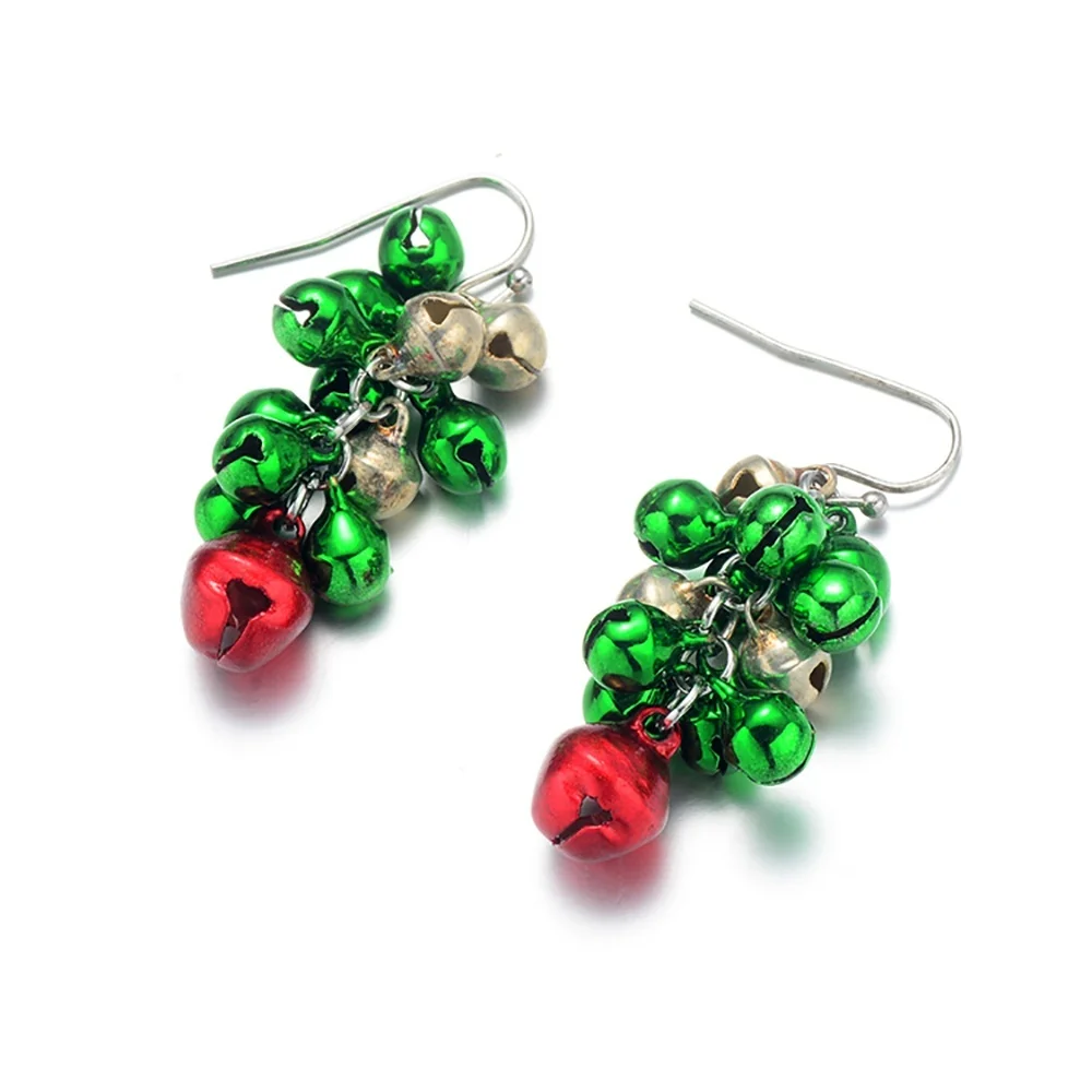 Trendy Colorful Jingle Bells Drop Earrings Fashion Mixed Color Long Dangle Earrings Charms Jewelry Christmas Gifts For Women