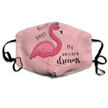 

Swono Mask Flamingo,Funny Pink Flamingo Quote My Unicorn Dreams Polyester Anti Dust Face Mask-Washable and Reusable Mask for