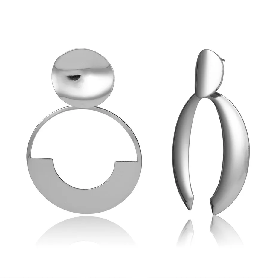 Silver 1 Модные массивные серьги-кольца для женщин, винтажные большие геометрические висячие серьги в форме листа/Змеи/бамбука, современные ювелирные изделия - Окраска металла: Silver 1