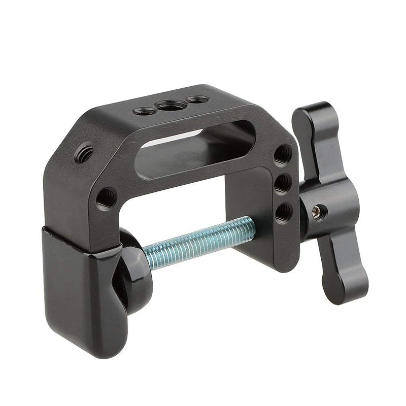 

C-Clamp With 1/4 And 3/8 Thread Hole For Camera Monitor(Black T-Handle)