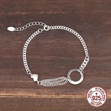 Браслет из стерлингового серебра 925 пробы женский студенческий минималистичный дизайн ретро-мода индивидуальный стиль в форме сердца, чтобы отправить подарок для влюбленных