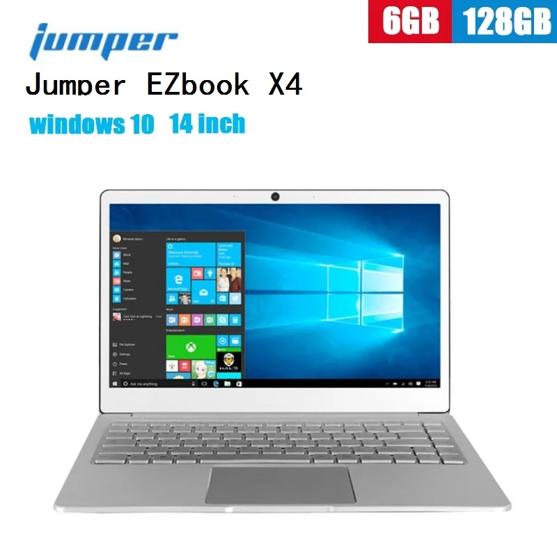 Jumper EZbook X4 ноутбук 14,0 "FHD Windows 10 ноутбук клавиатура с подсветкой Intel Apollo Lake J3455 четырехъядерный процессор 6 ГБ + 128 Гб SSD 2MP ПК