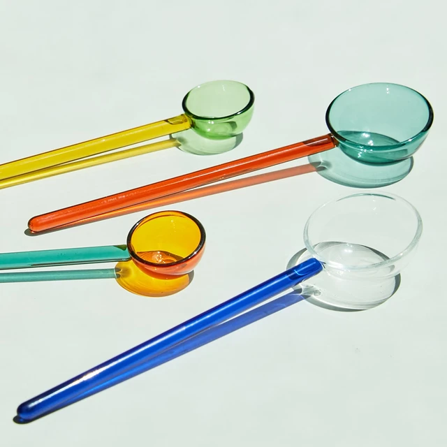 Colored Glass Dessert Spoon Color Transparent Heat Resistant Glass