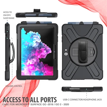 

2020 Ruged Case For Microsoft Surface Go 2 Tablet protective Silicone Cover Handle 10.5 inch Armor Stand Kids with Pencil holder