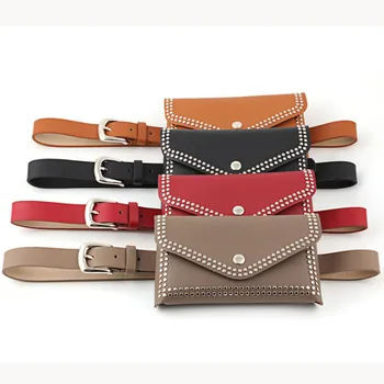 

Women's belt bag belt personality ladies belt bag fashion round rivet decorative belt bag belt women