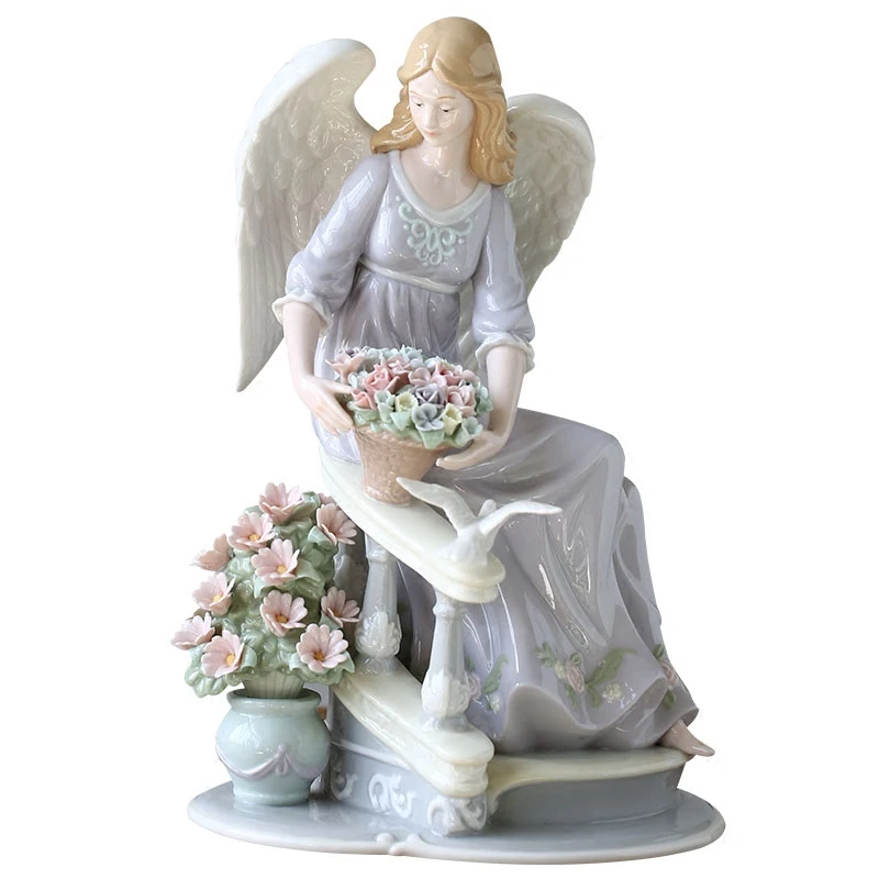 Многоцветный European Ceramics Cute Angel Doll Art Sculpture Character Figurine Creative Ceramics Crafts Desktop Decorations For Home R3534 - Цвет: Многоцветный