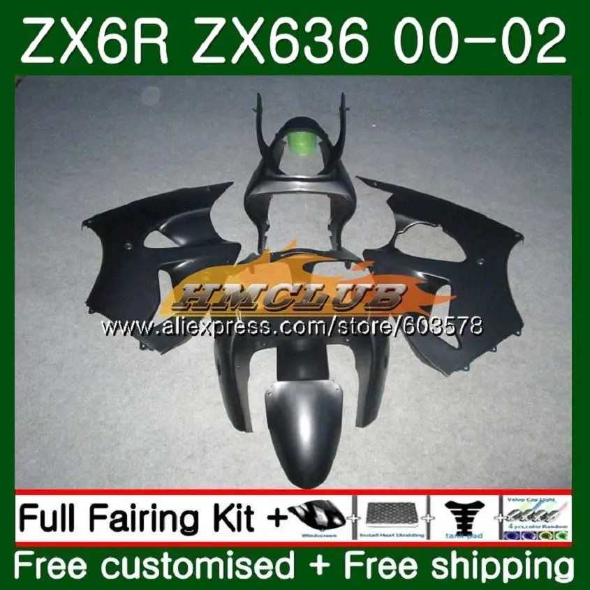 Корпус для KAWASAKI ZX-636 ZX 6 R ZX636 ZX6R 00 01 02 матовый черный 106CL. 22 ZX 636 600CC ZX-6R ZX600 ZX 6R 2000 2001 2002 обтекатель