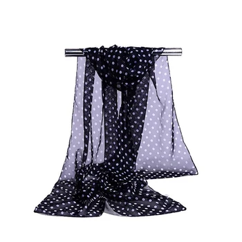

Good Sale Chiffon Scarf For Female Spring Summer And Autumn Long Chiffon Wave Point Thin Scarf Soft Dual-use Wavelet Point