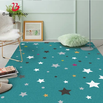 

Bubble Kiss 2020 Modern Style Carpet for Bedroom Green Stars Pattern Carpets Non-slip Coffee Table Floor Mats Kids Room Carpets