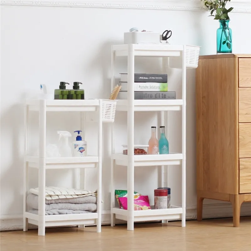 

Kitchen living room plastic multi-layer rack bathroom floor-standing Multipurpose Shelf with Removable Wheels Crack Rack Bathroo