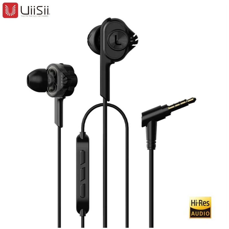 Uiisii наушники BA-T6 с двумя драйверами шумоизоляция HiFi стерео для спорта музыки