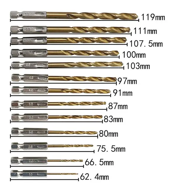 Brocas helicoidales de acero de alta velocidad HSS Vástago Hexagonal, 13 Uds., destornillador eléctrico, taladro eléctrico, 1,5-6,5mm 3