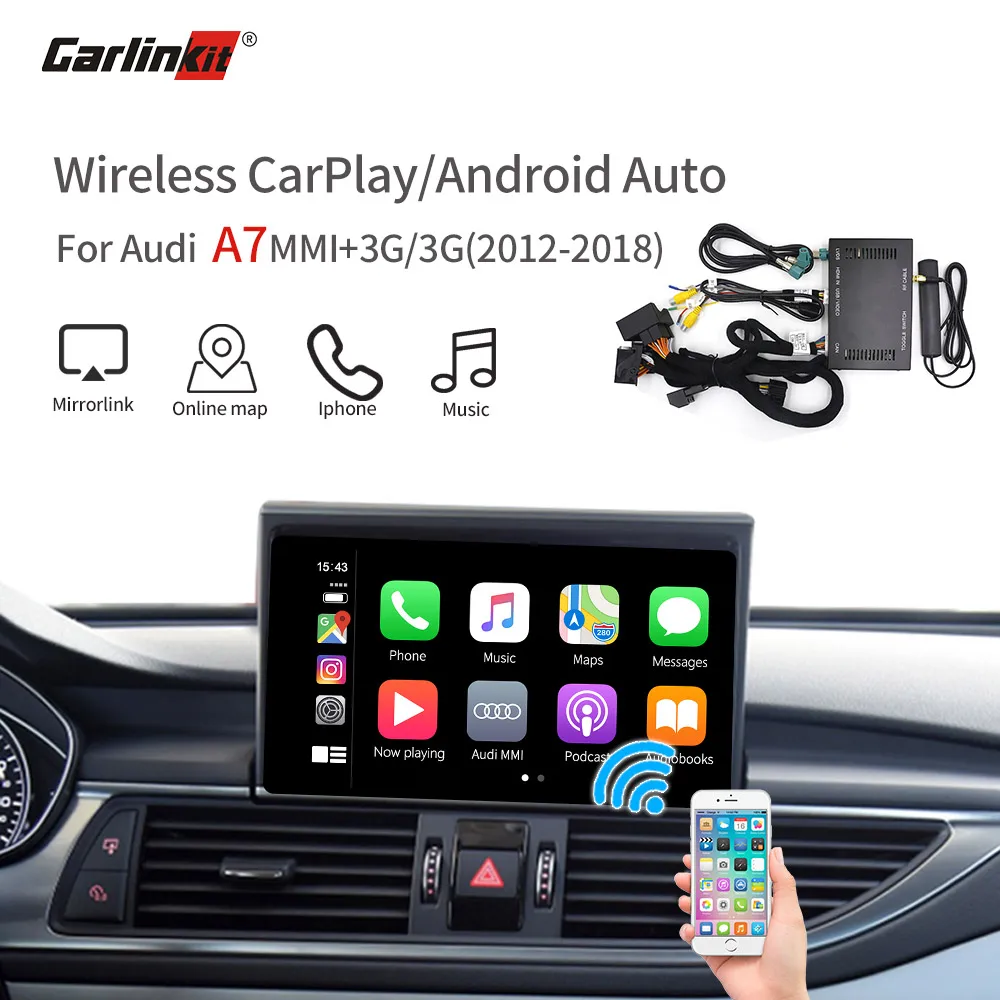 Carlink беспроводной CarPlay Android Autofor 2009- Audi A6 MMI 3g/3g+ интерфейс MuItimedia CarPlay& Android автоматический комплект модернизации