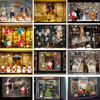 

Christmas Window Stickers Christmas Santa Snowman Wall Stickers Window Display Decor Happy New Year 2021 Xmas Window Decor