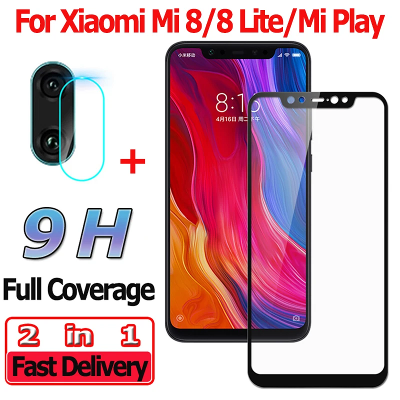2 в 1 защитное стекло на Xiaomi Mi 8 Lite Play закаленное Mi8 камера ксиоми ми сяоми лайт плей