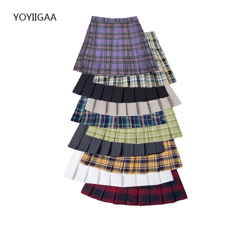 

New Summer Plaid Female Pleated Skirts High Waist Dance Women Mini Skirt Preppy Style Ladies Girls Short Skirts Sweet Cute Skirt