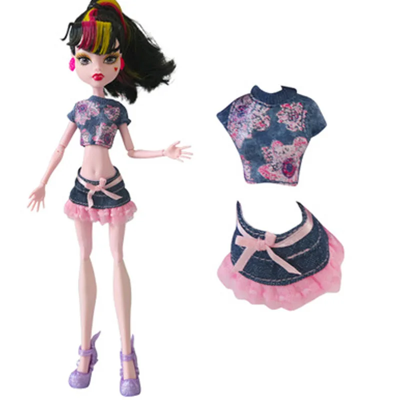 1 предмет, модная кукольная одежда для Monster High, Одежда для куклы Monster, наряд, платья Короткое платье длинные штаны, 10 стилей, кукольный костюм - Цвет: Style 1