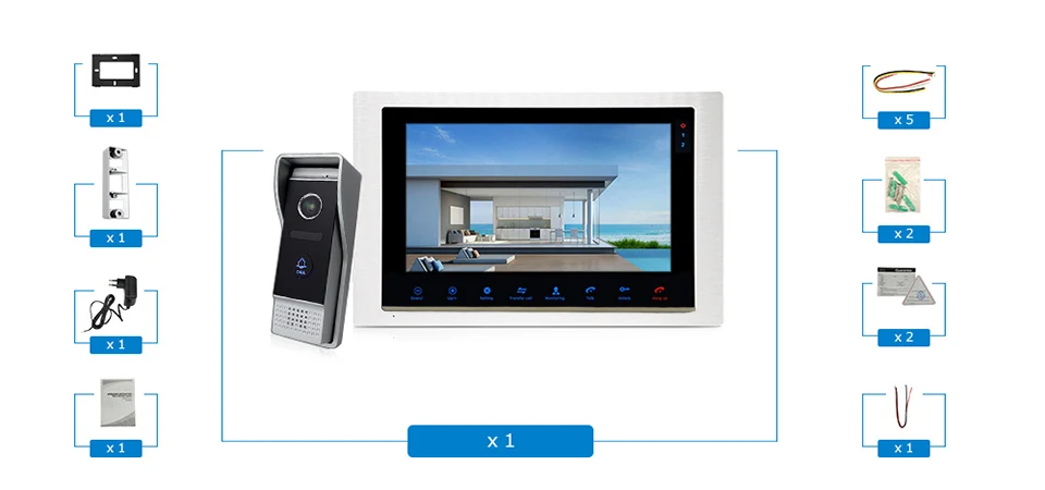 JeaTone 10 "Домашняя Система внутренней связи видео телефон двери с 1 камерой 1200TVL Высокое разрешение для виллы
