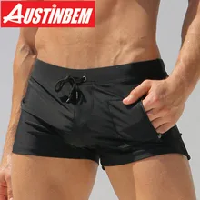 Купальные костюмы AUSTINBEM для пляжа, мужские купальные шорты для мальчиков, шорты с карманами на молнии, De Bain Homme, плавки для купания