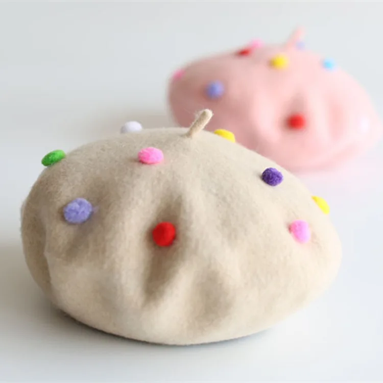 

Wool Fashion Girl Winter Berets Vintage Kids Warm Beret Hats Girls Flat Cap Beret for Women Winter Hat Suit for 3-6 Year Old