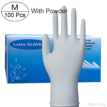 

100pcs Latex Rubber Gloves, With Powder Disposable Gloves Non Sterile Food Safe A09 20 Dropship