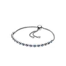 LISM925 Серебряный Модный женский браслет веревка 598517C01 синий и прозрачный Блестящий
