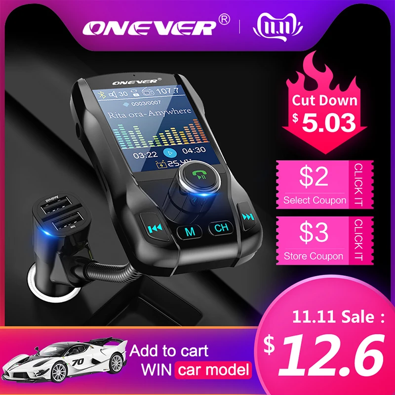 Kaufen Onever Farbe Screen FM Transmitter Drahtlose Bluetooth Car Kit 360 drehbare Auto MP3 Audio mit 5V 3.1A Dual USB Ladung